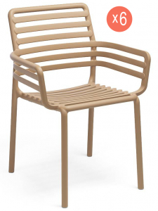 Комплект пластиковых кресел Nardi Doga Set 6 стеклопластик капучино Фото 1