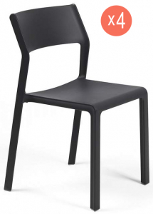 Комплект пластиковых кресел Nardi Trill Bistrot Set 4 стеклопластик антрацит Фото 1