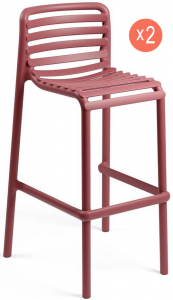Комплект пластиковых барных стульев Nardi Doga Stool Set 2 стеклопластик марсала Фото 1