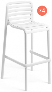 Комплект пластиковых барных стульев Nardi Doga Stool Set 4 стеклопластик белый Фото 1