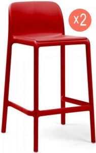 Комплект пластиковых полубарных стульев Nardi Faro Mini Set 2 стеклопластик красный Фото 1