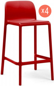Комплект пластиковых полубарных стульев Nardi Faro Mini Set 4 стеклопластик красный Фото 1