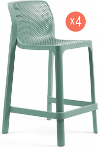 Комплект пластиковых полубарных стульев Nardi Net Stool Mini Set 4 стеклопластик ментоловый Фото 1