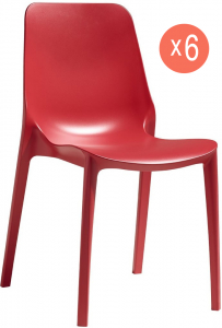 Комплект пластиковых стульев Scab Design Ginevra Set 6 стеклопластик красный Фото 1