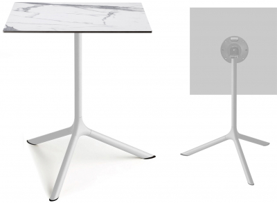 Стол ламинированный обеденный складной Scab Design Tripe Maxi Folding сталь, компакт-ламинат HPL белый, белый мрамор Каррара Фото 1