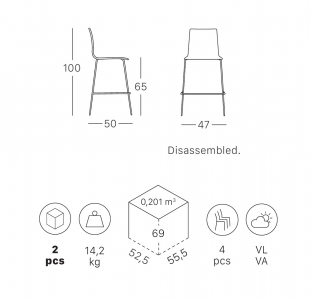 Стул полубарный пластиковый Scab Design Alice Barstool сталь, технополимер хром, тортора Фото 2