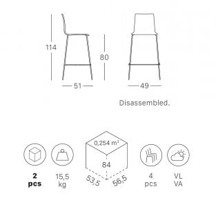 Стул барный пластиковый Scab Design Alice Barstool сталь, технополимер хром, лен Фото 2