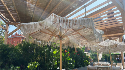 Зонт садовый плетеный Ø2.5 м Tagliamento Boho Macrame бук, хлопок натуральный Фото 11