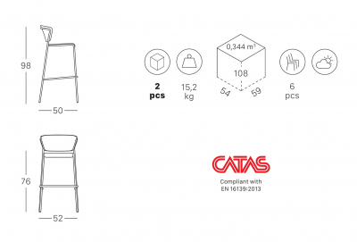Стул барный пластиковый Scab Design Lisa Technopolymer сталь, технополимер лен Фото 2
