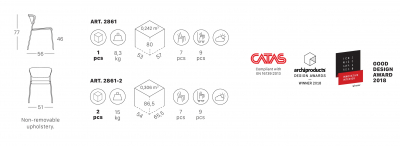 Стул с обивкой Scab Design Lisa Waterproof сталь, дерево, влагозащитная ткань голубой Фото 2