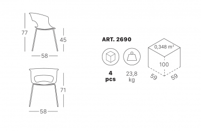 Кресло пластиковое Scab Design Miss B Antishock coated frame сталь, поликарбонат белый Фото 2