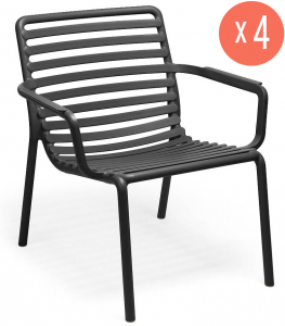 Комплект пластиковых кресел Nardi Doga Relax Set 4 стеклопластик антрацит Фото 1