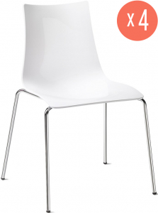 Комплект пластиковых стульев Scab Design Zebra Antishock 4 Legs Set 4 сталь, поликарбонат хром, белый Фото 1