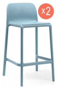 Комплект пластиковых полубарных стульев Nardi Faro Mini Set 2 стеклопластик голубой Фото 1