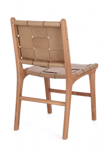 Стул деревянный с обивкой Garden Relax Joanna тик, натуральная кожа натуральный, тортора Фото 6