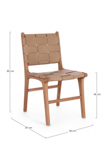 Стул деревянный с обивкой Garden Relax Joanna тик, натуральная кожа натуральный, тортора Фото 2