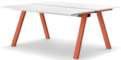 Стол ламинированный с каналом для протяжки проводов PEDRALI Arki-Table Desk сталь, ЛДСП белый Фото 1
