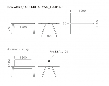 Стол ламинированный с перегородкой PEDRALI Arki-Table Desk сталь, ЛДСП, ткань белый Фото 2