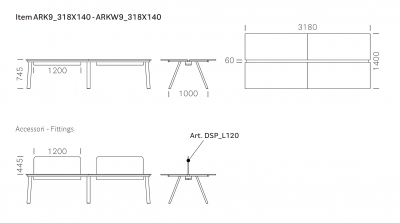 Стол ламинированный с перегородкой PEDRALI Arki-Table Desk сталь, ЛДСП белый Фото 2