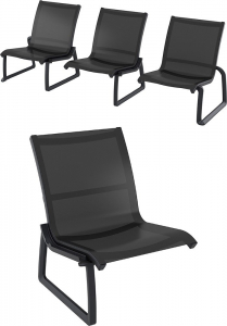 Диван пластиковый трехместный Siesta Contract Pacific Lounge стеклопластик, текстилен черный Фото 6
