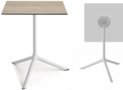 Стол ламинированный обеденный складной Scab Design Tripe Maxi Folding сталь, компакт-ламинат HPL белый, состаренный дуб тортора Фото 1