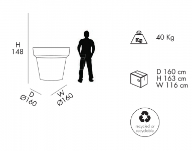 Кашпо пластиковое Arkema Pot XL полиэтилен белый Фото 2