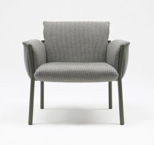 Кресло лаунж металлическое c подушками Scab Design Brezza Lounge сталь, полипропилен оливковый, серый Фото 6