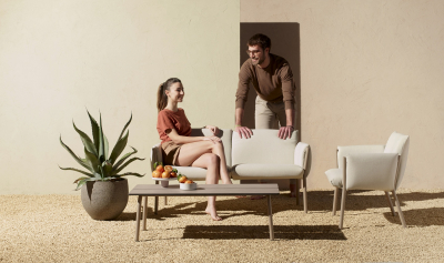 Кресло лаунж металлическое c подушками Scab Design Brezza Lounge сталь, полипропилен тортора, бежевый Фото 15