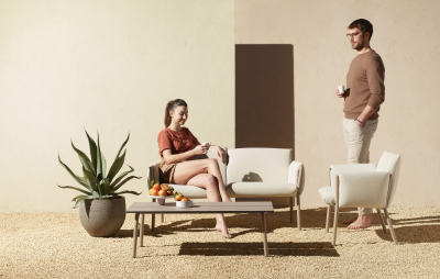 Кресло лаунж металлическое c подушками Scab Design Brezza Lounge сталь, полипропилен тортора, бежевый Фото 13