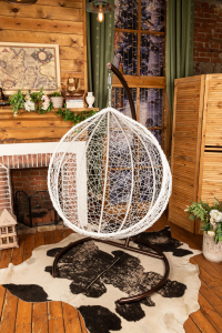 Кресло подвесное плетеное с подушкой ReeHouse Aliko оцинкованная сталь, искусственный ротанг, ткань Фото 5