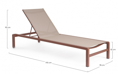 Шезлонг-лежак металлический Garden Relax Konnor алюминий, текстилен коричневый Фото 2