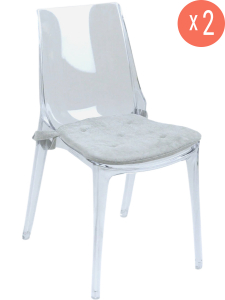 Комплект прозрачных стульев с подушками Scab Design Vanity Set 2 поликарбонат, полиэстер прозрачный, светло-серый Фото 1