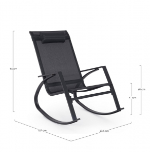 Кресло-качалка металлическое Garden Relax Demid сталь, текстилен антрацит Фото 2