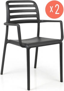 Комплект пластиковых кресел Nardi Costa Set 2 стеклопластик антрацит Фото 1