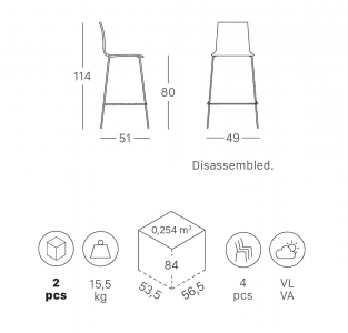 Стул барный пластиковый Scab Design Alice Barstool сталь, технополимер хром, светло-серый Фото 2