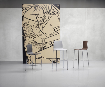 Стул полубарный пластиковый Scab Design Alice Barstool сталь, технополимер хром, антрацит Фото 7