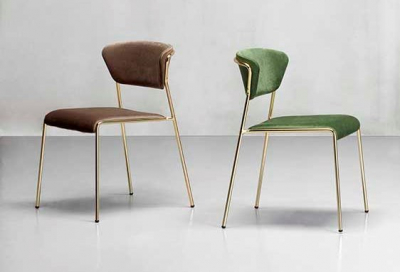 Стул с обивкой Scab Design Lisa сталь, дерево, вельвет сатинированная латунь, коричневый Фото 4