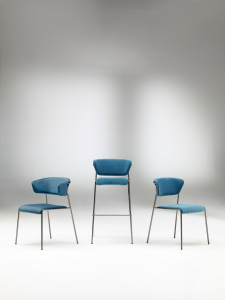 Стул с обивкой Scab Design Lisa сталь, дерево, вельвет хром, синий Фото 5