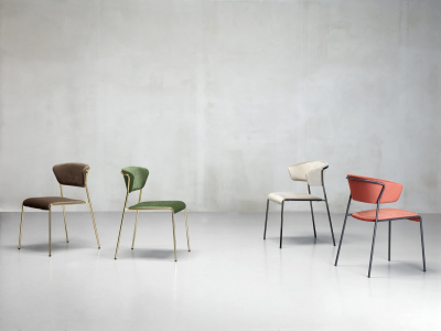 Стул с обивкой Scab Design Lisa сталь, дерево, вельвет хром, синий Фото 8