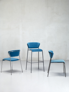 Стул с обивкой Scab Design Lisa сталь, дерево, вельвет хром, синий Фото 4