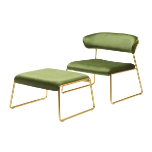 Кресло лаунж с обивкой Scab Design Lisa Lounge сталь, вельвет сатинированная латунь, зеленый Фото 4