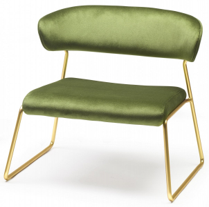 Кресло лаунж с обивкой Scab Design Lisa Lounge сталь, вельвет сатинированная латунь, зеленый Фото 1