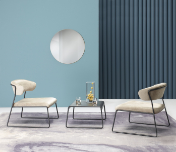 Кресло лаунж с обивкой Scab Design Lisa Lounge сталь, вельвет антрацит, слоновая кость Фото 5