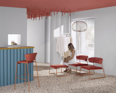 Кресло лаунж с обивкой Scab Design Lisa Lounge сталь, вельвет терракотовый, красный Фото 10