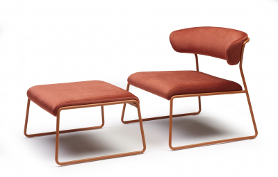Кресло лаунж с обивкой Scab Design Lisa Lounge сталь, вельвет терракотовый, красный Фото 8