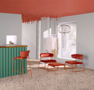Кресло лаунж с обивкой Scab Design Lisa Lounge сталь, вельвет терракотовый, красный Фото 13