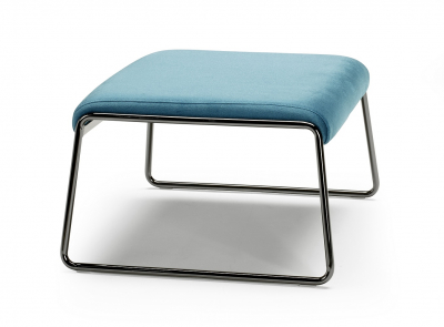Пуф с обивкой Scab Design Lisa Lounge Pouf сталь, вельвет черный глянцевый никель, голубой Фото 2