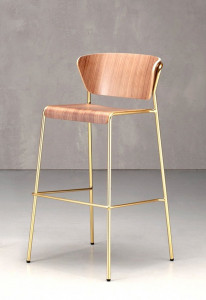 Стул барный Scab Design Lisa Wood сталь, бук сатинированная латунь, орех Фото 5