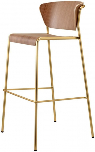 Стул барный Scab Design Lisa Wood сталь, бук сатинированная латунь, орех Фото 1
