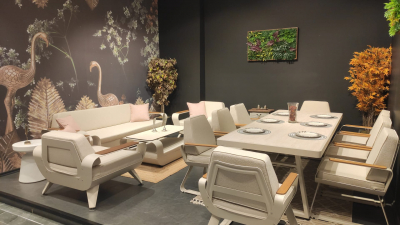 Комплект металлической мебели Bomonti Breeze алюминий, ироко, ткань Фото 10